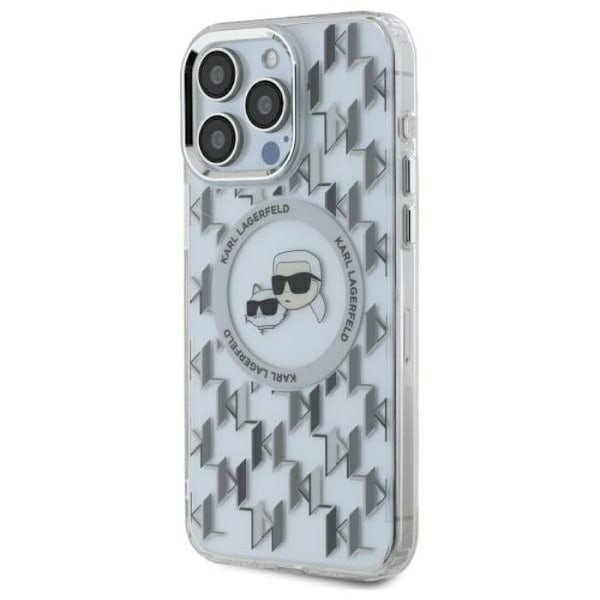 Coque MagSafe Karl Lagerfeld IML Monogram Karl & Choupette för iPhone 16 Pro Max (transparent)
