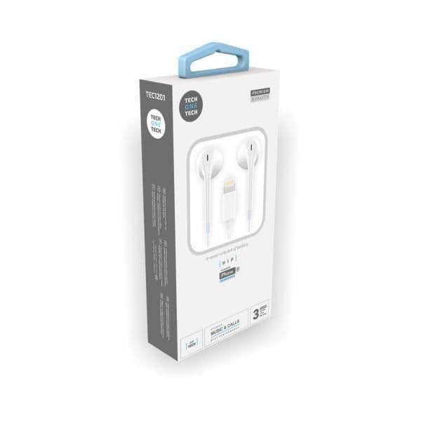 Hörlurar - earTECH - HIP - Vit - Lightning - Ergonomisk med Mikrofon Vit