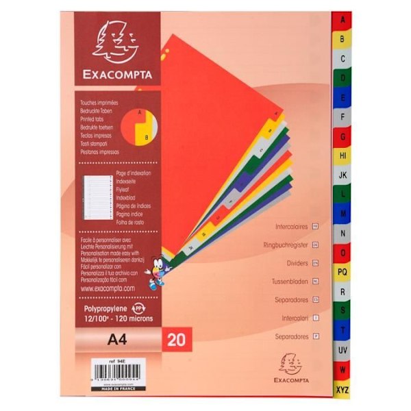 Interkalärer A4 - Exacompta - Alpha A-Z - Polypropen - Mjuk - Oskärbar Olika färger