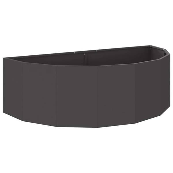 Halvrund blomlåda i stål - vidaXL - Svart - 120x60x35 cm - Robust stål - Utomhusbruk - Montering krävs