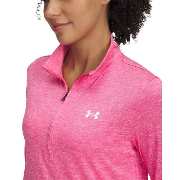 Haut för träning 1/2 zip dam Under Armour Tech™ super rosa/vit S