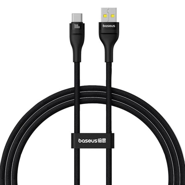 USB-C till USB-A-kabel - BASEUS - Flash 2 - 100 W - 1 m - Svart Svart