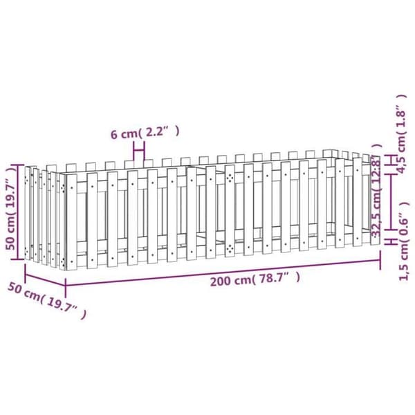 vidaXL Garden Raised Bed Staket Design Solid Douglas Wood 832510