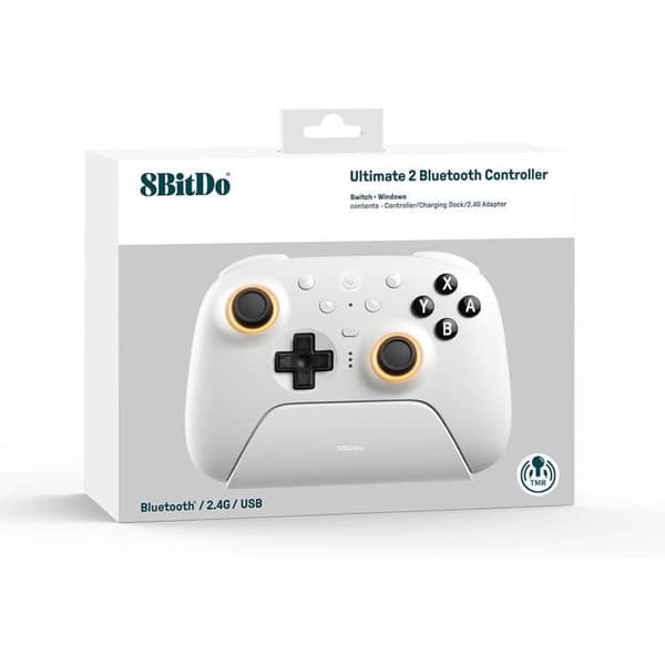 8BitDo Ultimate 2 Bluetooth - Switch 1 & 2 / PC Windows - Vit utgåvan Vit