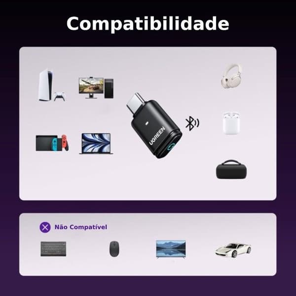Bluetooth-dongel - UGREEN - Aptx-ljud - USB C - Låg latens - Kompatibel med PS5 PS4 Switch