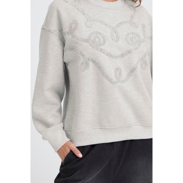 Sweatshirt dam Pulz Jeans Isabella ljusgrå melerad M