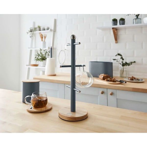 Nordic Tree kaffekoppshållare för 6 koppar kolstål och bambubas SWAN Nordic Grey 38910 Vit, grå, grön, blå