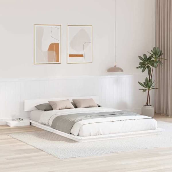 vidaXL Sängram Vit 150 x 200 cm trä 872396