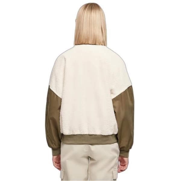 Urban Classics GT Dam Oversized Sherpajacka - Vit/Mörkgrön - 2XL Vit/mörkgrön XXL