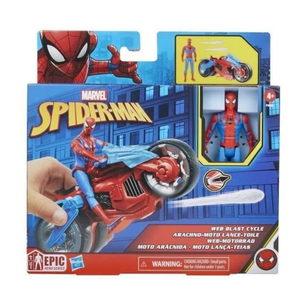 Spider-Man Arachno-web-lanserande motorcykelfigur med fordon och projektiler - HASBRO - från 4 år gammal Flerfärgad