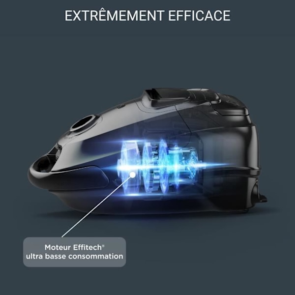 ROWENTA Silent Force RO7451EA - Dammsugare med påse, Effekt 400 W, Hög filtrering, Låg förbrukning, Tyst, Tillverkad i Frankrike