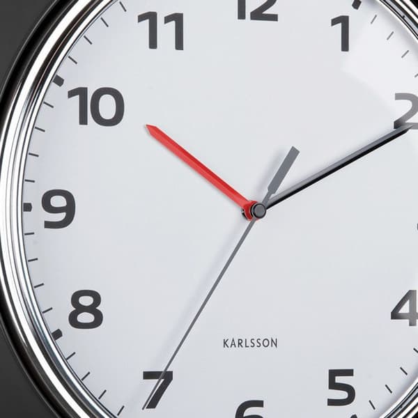 Väggklocka Modern Retro D34cm - Present Time - Svart - Svart