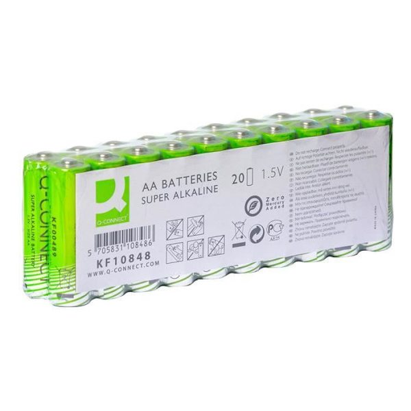 Q-connect alkaliskt batteri AA lr6 kapacitet 1,5v pack 20 enheter