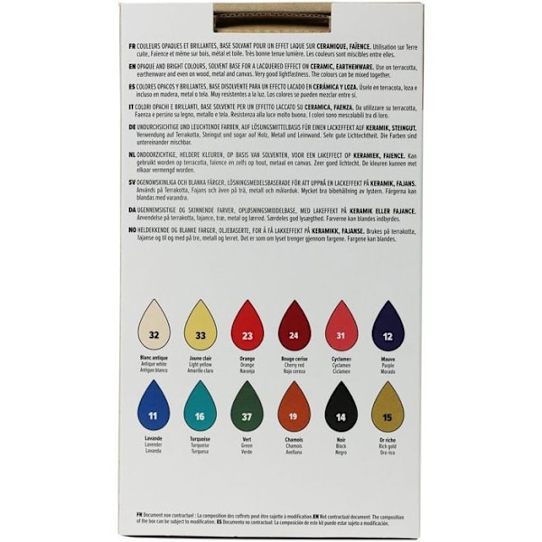 Set med 12 keramiska färger - 12 x 20 ml Flerfärgad