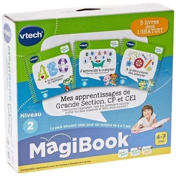 Magibook Interactive Book - VTECH - My Learning för Grande Section, CP och CE1 - Paket med 3 böcker Flerfärgad