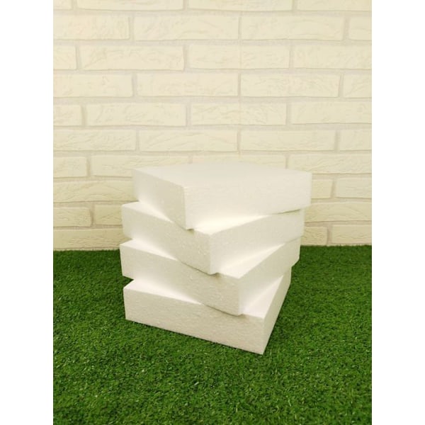 Decoporex skulpturspel - 1 - Set med 4 skumblock för kreativa hobbyer - Vit - 20 cm x 20 cm x 5 cm