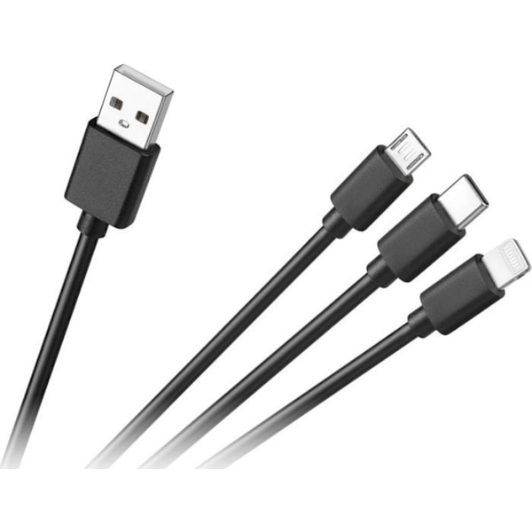 Kabel för data till industrin Cabletech - KPO3945 - USB-A - USB-C + microUSB + Lightning 1,2 m Svart ()