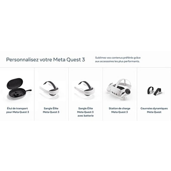 Tillbehör för virtuell verklighet Meta Ergonomisk Elite stödrem för Meta Quest 3 och 3S hörlurar. Vit och svart