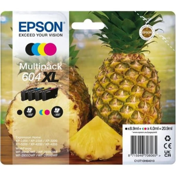 EPSON Pineapple 604XL bläckpatron 4-färgspaket för XP-4200-skrivare (C13T10H64010) Flerfärgspaket