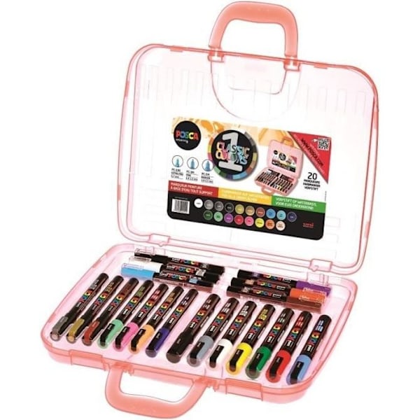 POSCA-markörer - Etui om 20 - Sortiment av 3 spetsstorlekar - Olika färger Flerfärgad