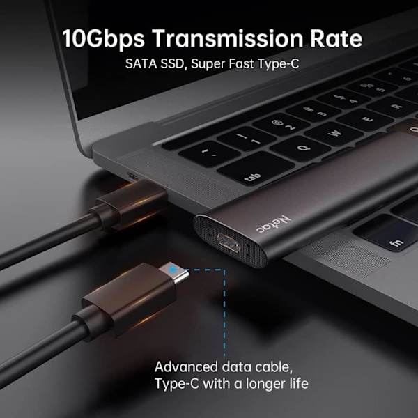 SSD Portabel - NETAC - 500 Go - USB 3.2 Gen 2 - Typ-C - Aluminium