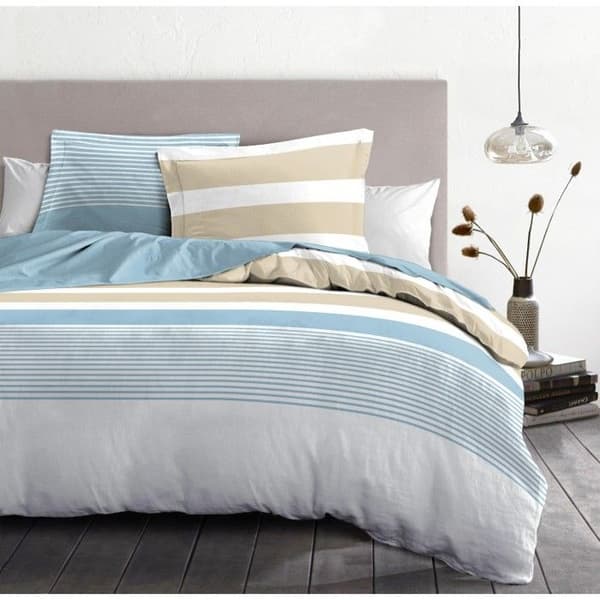 3-delad överkast i percale av bomull 220x240 BLEU ICEBERG BLÅ ISBERG