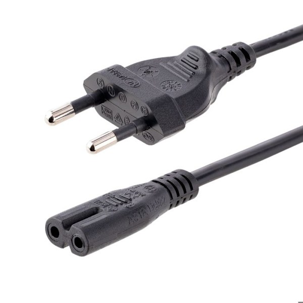 StarTech.com 2 m strömkabel för bärbar dator - EU-kontakt till C7, 2,5A 250WG, 18AWG - Strömkabel för I