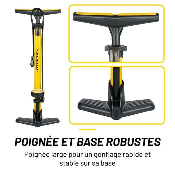 Dunlop Cykelpump med Manometer Gul