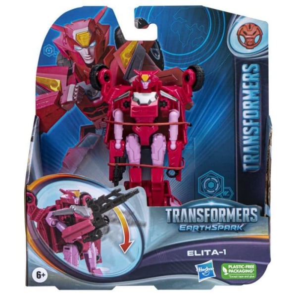 Transformers EarthSpark Elita-1 Warrior Class 5-tums actionfigur, robotleksak för barn från 6 år och uppåt