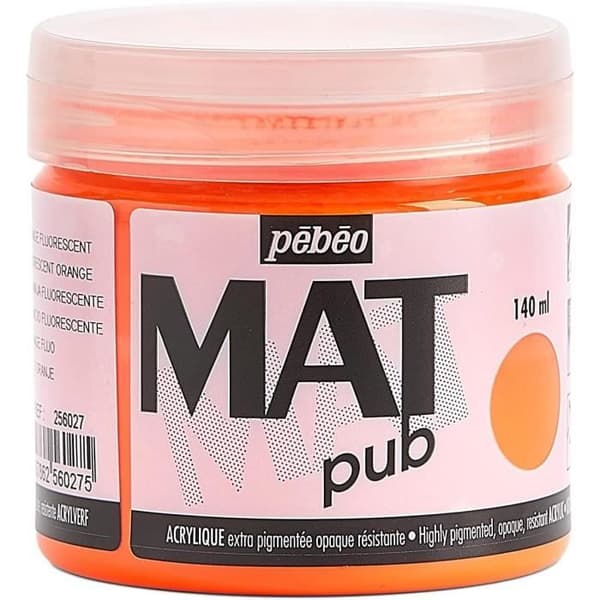 Kruka 140ml MATT Akrylfärg pub ORANG FLUO