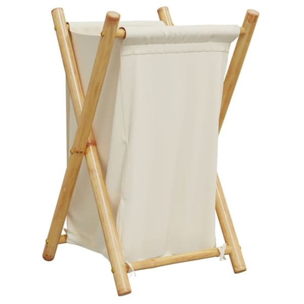 Tvättkorg - vidaXL - Bambu - Krämvit - Modern design - Fällbar Vit grädde