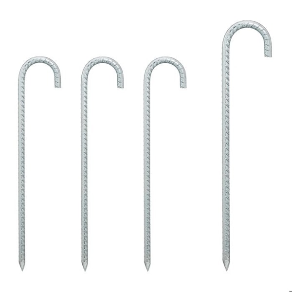 Relaxdays Sardiner camping XL, set med 4, tältfäste, extra långa, tillbehör, i stål, 38,5 cm, silverfärgad silver-