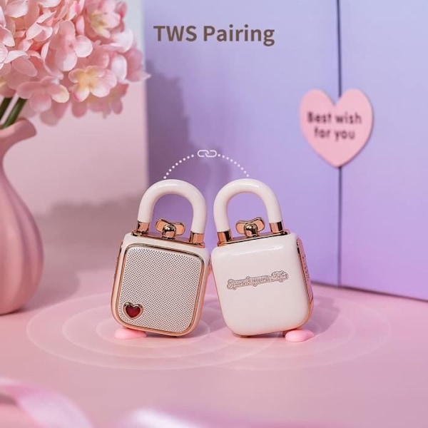 Divoom Love-Lock Bluetooth-högtalare, liten bärbar musiklåda, trådlös, stereo, retro ljudlåda, fin dekoration för hemmet.