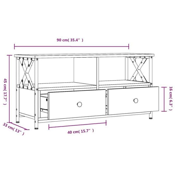 vidaXL TV-möbel eksonoma 90x33x45 cm ingenjörsträ och järn 831794