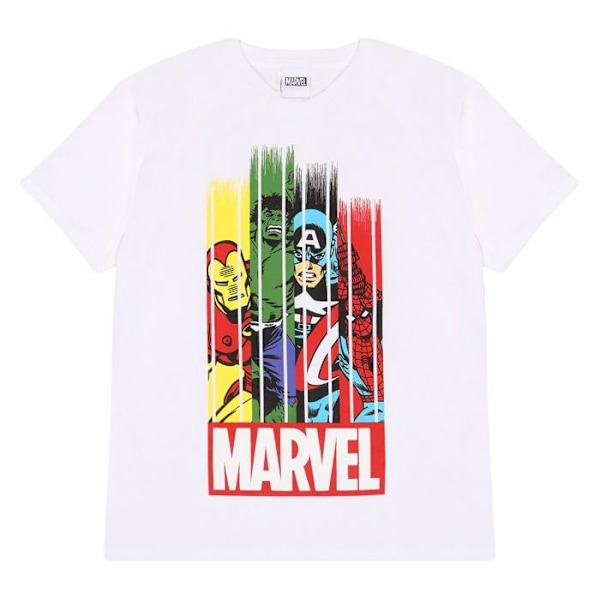 Popgear T-shirt - Marvel Comics - Team Stripes Jungen-t-Shirt Weiss Garcon Vit 2 år