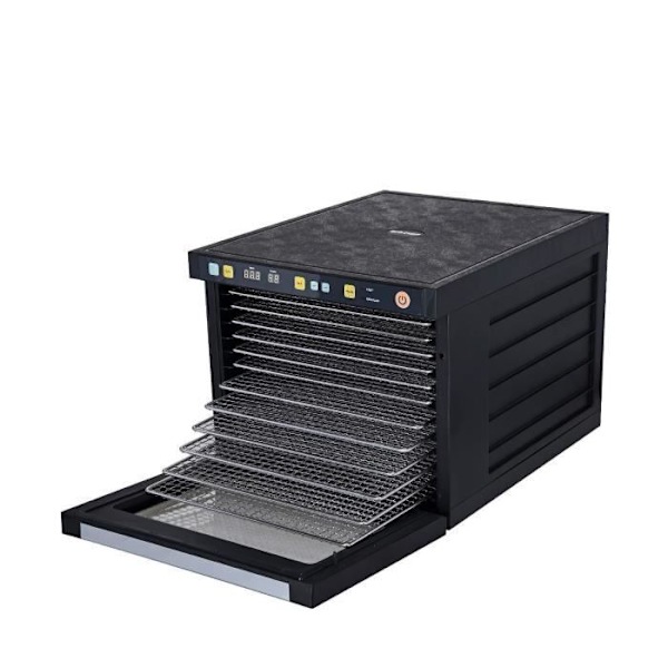 Biochef Savana Food Dehydrator 6 brickor - brickor i rostfritt stål, BPA-fria - timer, förinställt torkläge Svart