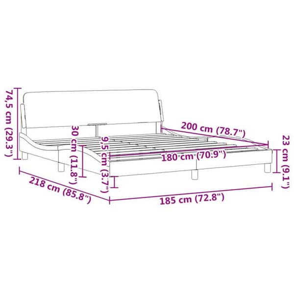 vidaXL Dover sängram ljusgrå 180x200 cm sammet 373232