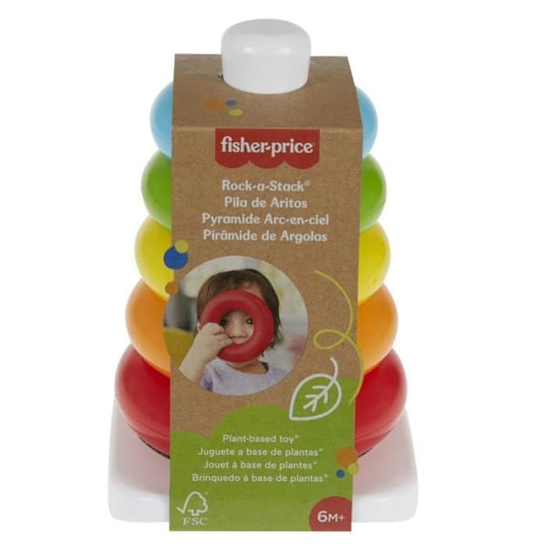 Fisher-Price - Regnbågspyramid - Leksak för tidig inlärning - Från 6 månader GRF09 Flerfärgad