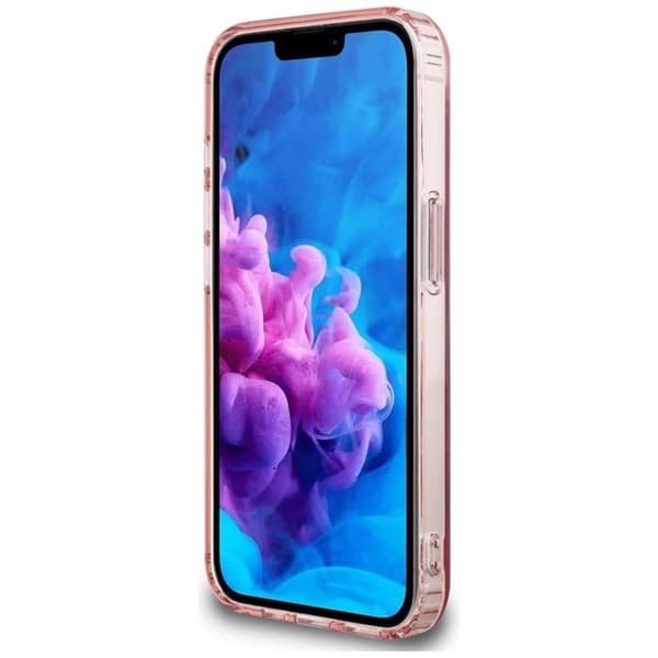Coque Guess IML Glitter Circle MagSafe för iPhone 16e - Rosa Rosa