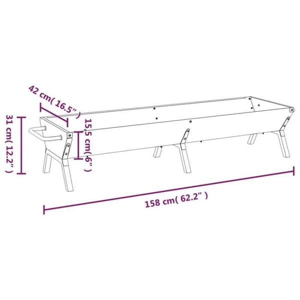 vidaXL Grillbricka Silver 158x42x31 cm Rostfritt stål, Grillbricka, Kolbricka, Bricka 319968