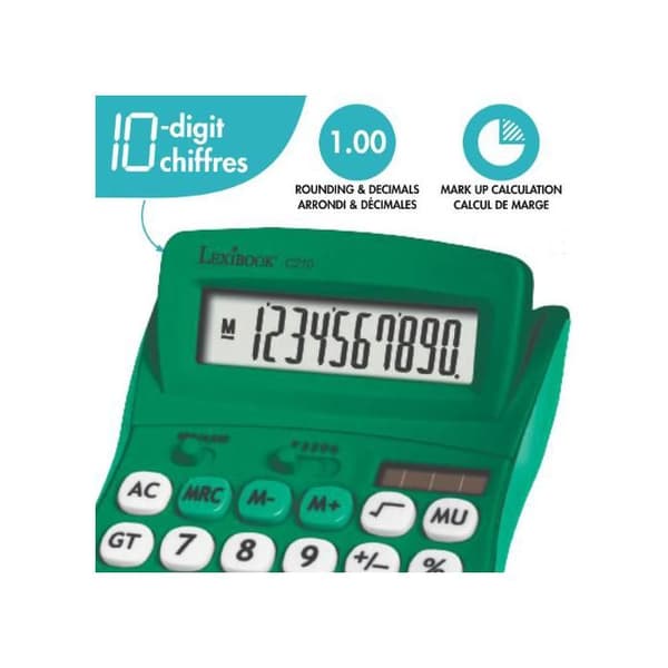 Grön skrivbordskalkylator 10 siffror GRÖN