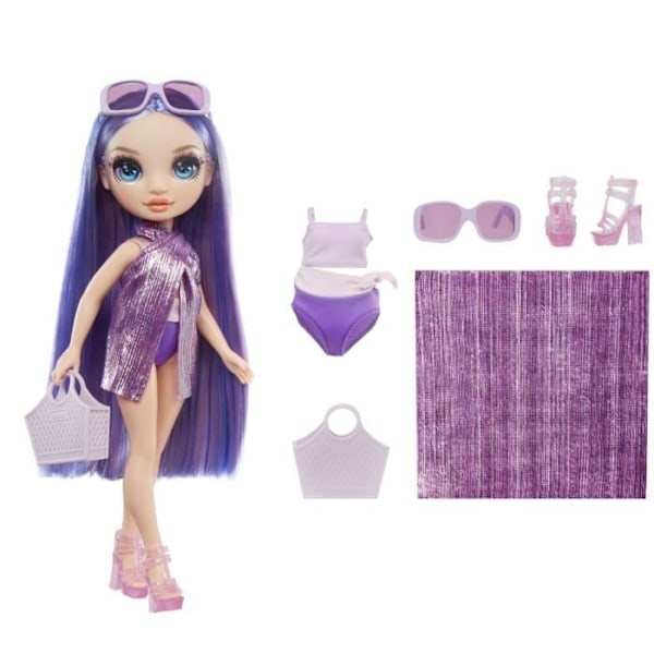 Rainbow High Swim & Style - Ledad modedocka 27 cm - Violet (Violet) - Baddräkt + Pareo - från 4 år Lila