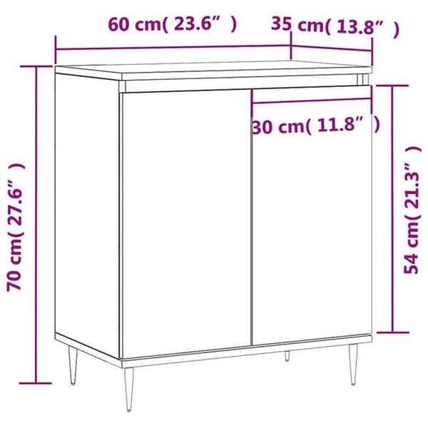 vidaXL Buffet Eksonoma 60x35x70 cm Ingenjörsträ 827151