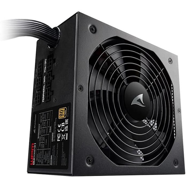 Sharkoon WPM Gold Zero 650W - PC Power Supply, Plus Gold Certified, Semi-Modular - 4044951026555 Svart