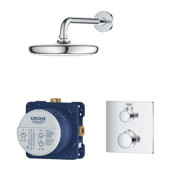Grohe Grohtherm Perfect Dold duschkomfortset avslutningsdel för rektangulär termostatisk duschventil