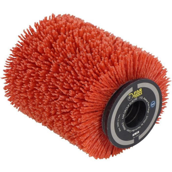 Slipande nylonborste - FARTOOLS - Ø80mm L 100mm - För täppning/avfettning/rengöring Orange