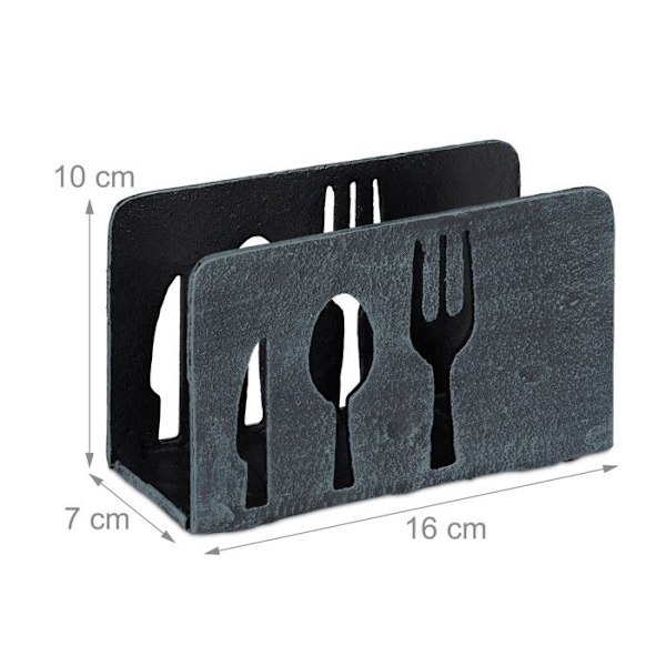 Relaxdays Bord-servett, servetter 33x33 cm, stabil mönster, gjutjärn, servetthållare, grå antracit
