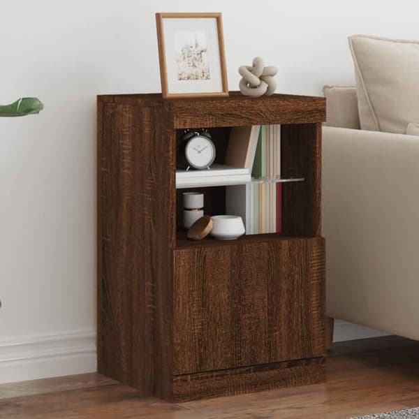 vidaXL Buffé med LED-lampor, ekbrun 41x37x67 cm 836685
