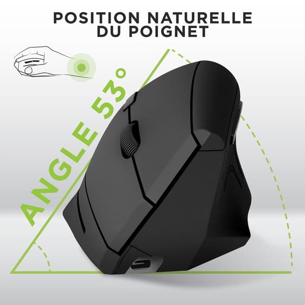 T'nB - Ergonomisk vertikal trådlös mus med dubbelanslutning Bluetooth + USB-A