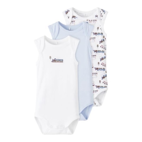Paket med 3 Name it Baby Boys Bodysuits Heather Train - ljung - 4 månader